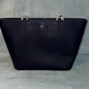 Tory Burch Elegant Tory Navy Small Tote